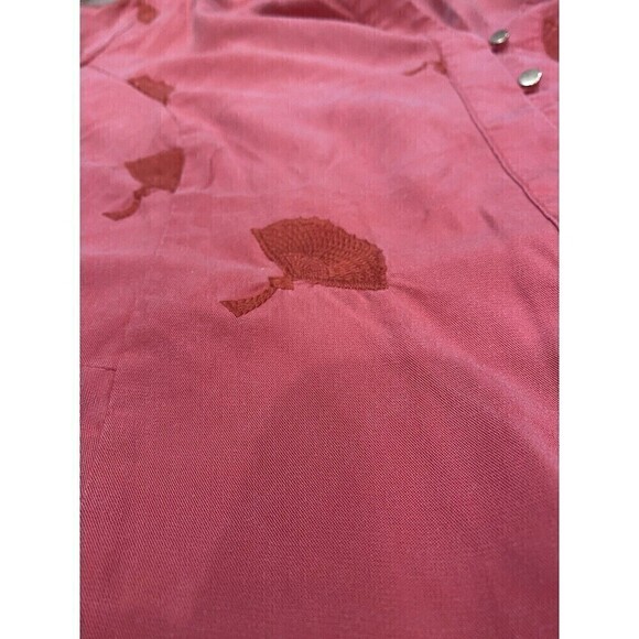 Womens Soft Surroundings 3X Red Embroidered Fans 3/4 Sleeve Button Up Top - Picture 5 of 10